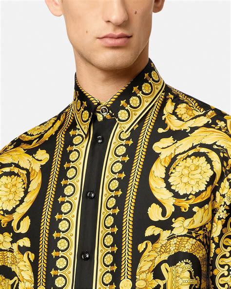 versace barroco print silk shirt